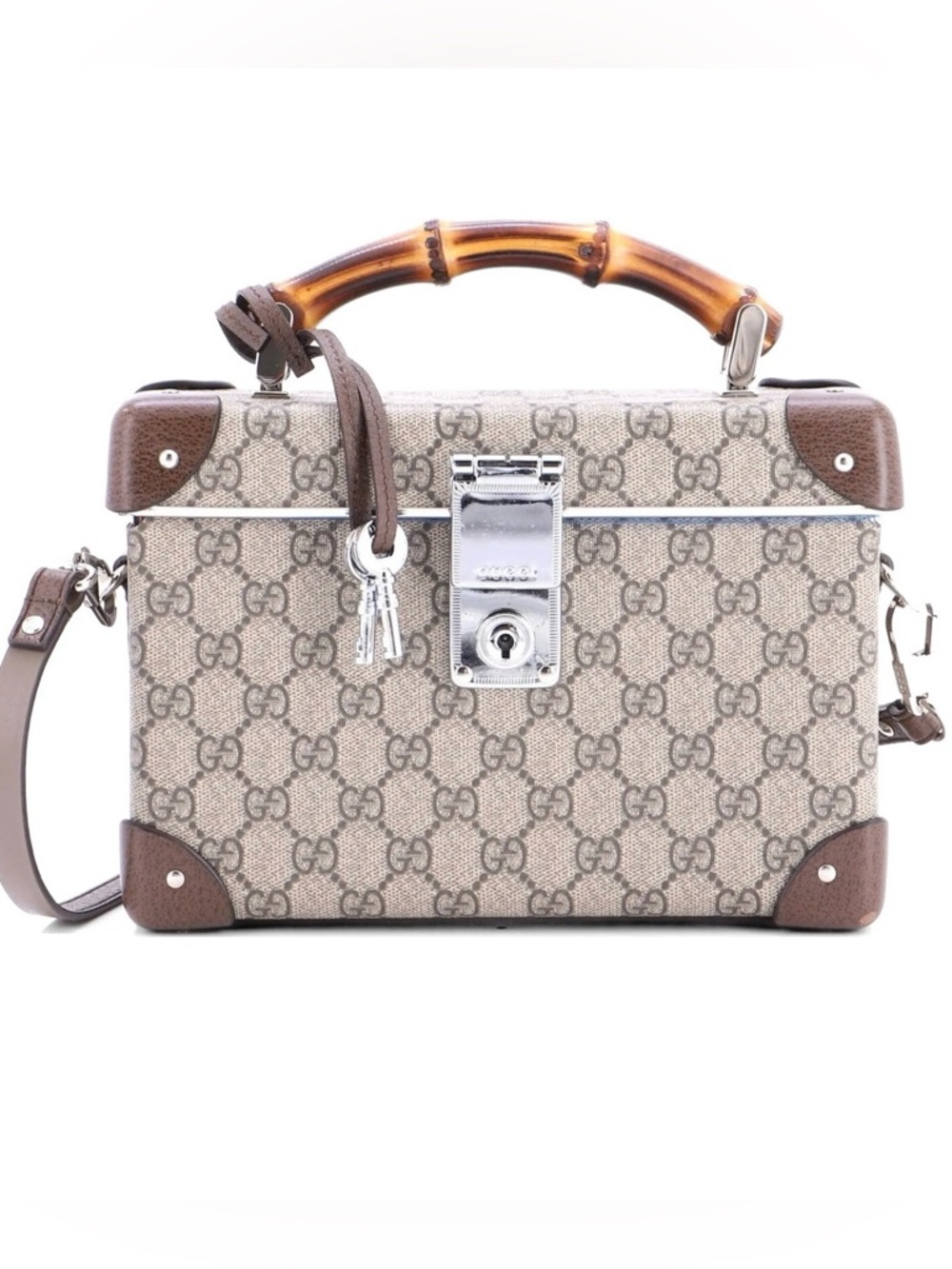 Gucci GG Supreme Bamboo Handle trunk Shoulder Bag